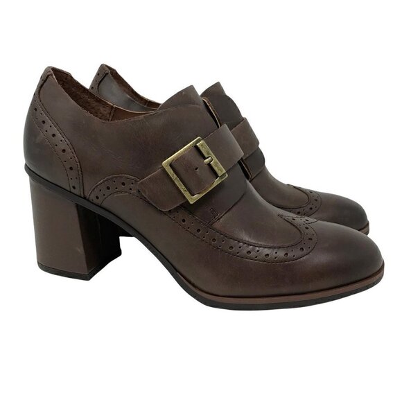 Korks Womens Withrow Ankle Booties Brown Leather Almond Toe Buckle Wingtip 8.5 M - Picture 1 of 9